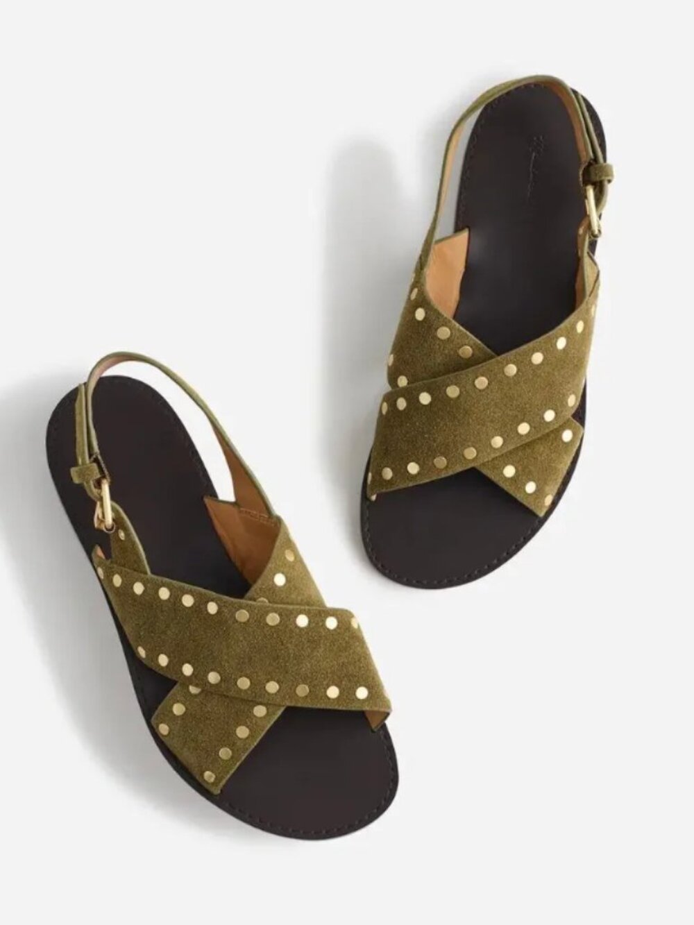 Madewell The Tuley Crossover Sandals Olive Green